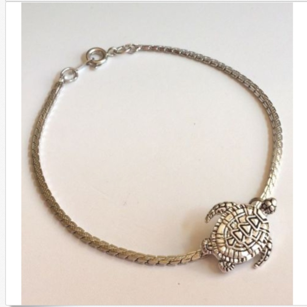 Silver Sea Turtle Charm Bracelet Beach Life Island